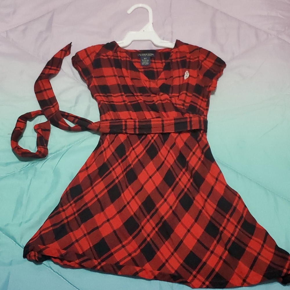 US Polo Assoc girl's belted dress 3T